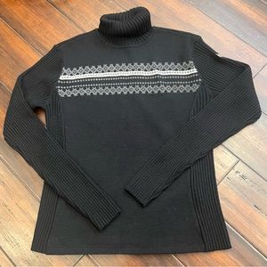 SPYDER  Black & White Women’s TURTLENECK SWEATER - SIZE Large Wool/acrylic